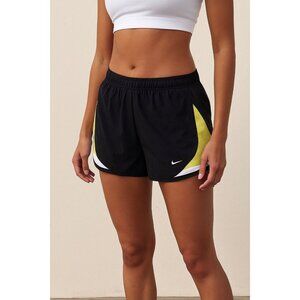Nike Tempo Black Running Shorts Size Large Yellow White Trim Built-In Liner